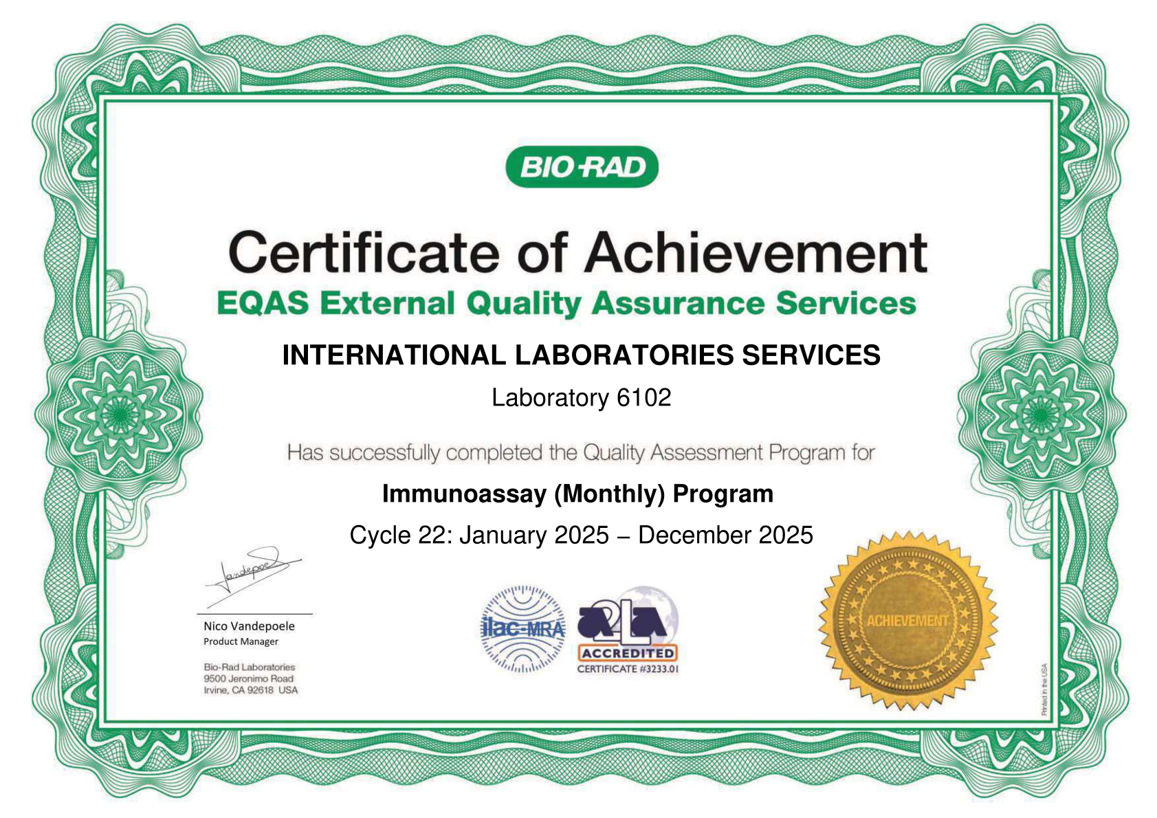 EQAS Immunoassay